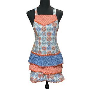 Ruffled Tiered Kitchen Tie Back Apron